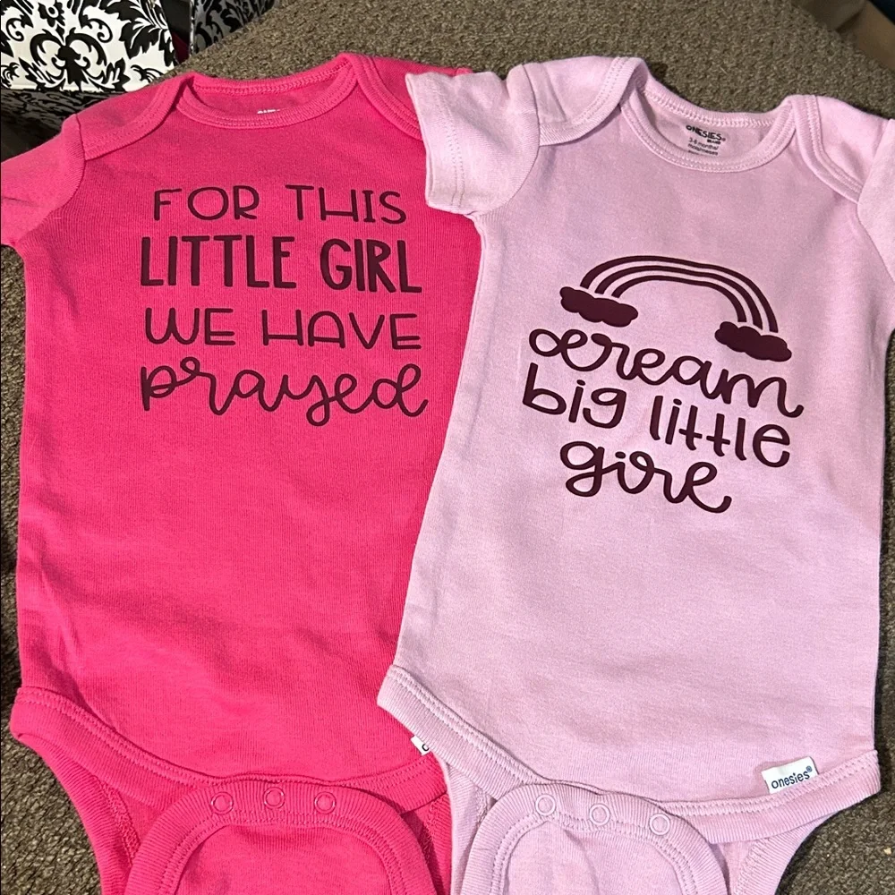 Pink and Light Purple Baby Bodysuits Set